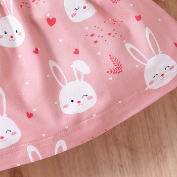 Νέα ευρωπαϊκή και αμερικανική παιδική ένδυση για την άνοιξη και το φθινόπωρο, φόρεμα με μακριά μανίκια για κορίτσια με πασχαλινό λαγουδάκι, παιδικό φόρεμα με φούστα