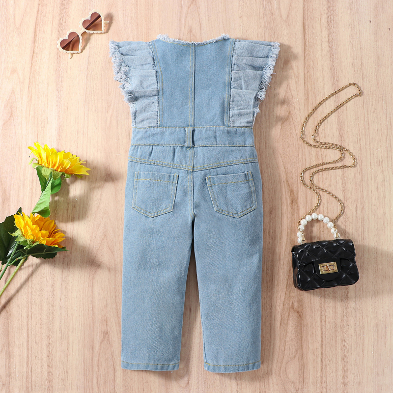 2023. aasta väliskaubanduse suvised Euroopa ja Ameerika stiilis Instagrami tüdrukute uued lendava varrukaga ühes tükis teksapüksid