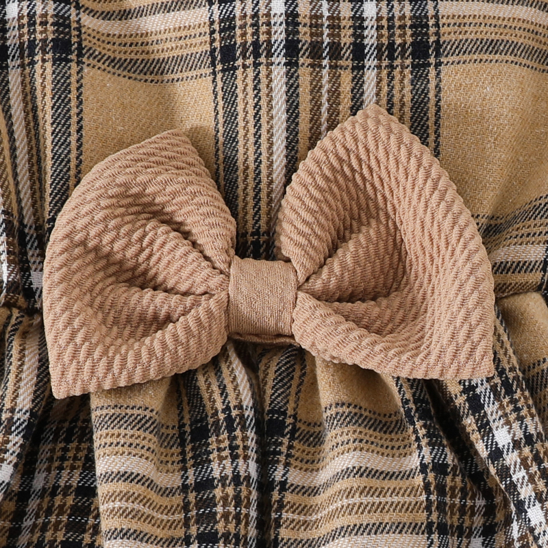 Letné detské šaty Amazon, bez rukávov, volánikový krátky kabát s kockovanou mašľou