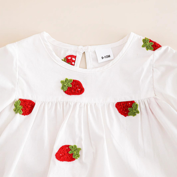 Παιδικό τζιν παντελόνι με στάμπα φράουλας για την άνοιξη και το φθινόπωρο, casual και μοντέρνο, για κορίτσια