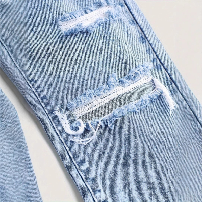 Ексклузивно за Amazon Wish Independent Station за тийнейджъри и момичета от 2025 г. Нови широки панталони с разкъсан дизайн