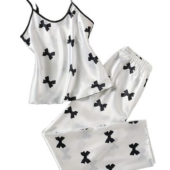 Amazon Νέο Ευρωπαϊκό και Αμερικανικό Στυλ Sling Κοστούμι Μαύρο και Άσπρο Εξωτερικό Εμπόριο Γυναικείες Πιτζάμες Σπιτιού Εξωτερικό Sling Sling Ρούχα Σπιτιού Σορτς