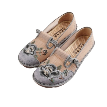 Dámske letné ľadovo hodvábne sieťované topánky z pekinskej látky s mäkkou podrážkou, pohodlné, protišmykové topánky pre stredný a starší vek, vyšívané sieťované topánky