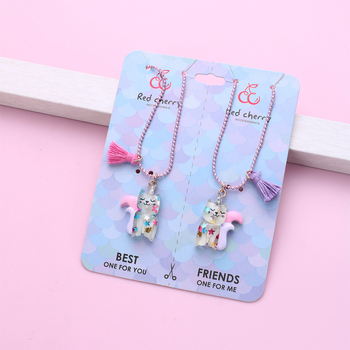 Piiriülene enimmüüdud litritega viieharulise tähega kassikujuline topeltketiga väike värske tutiga kaelakee koomiksiga hea sõbra ehete hulgimüük