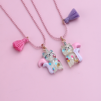 Piiriülene enimmüüdud litritega viieharulise tähega kassikujuline topeltketiga väike värske tutiga kaelakee koomiksiga hea sõbra ehete hulgimüük