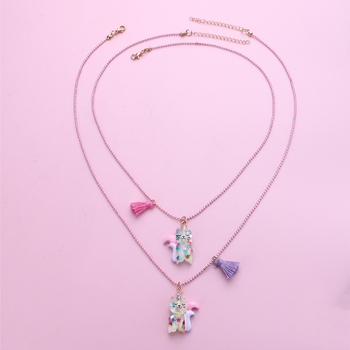 Piiriülene enimmüüdud litritega viieharulise tähega kassikujuline topeltketiga väike värske tutiga kaelakee koomiksiga hea sõbra ehete hulgimüük