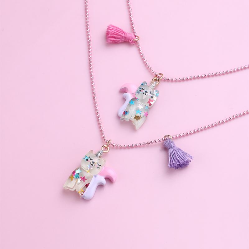 Piiriülene enimmüüdud litritega viieharulise tähega kassikujuline topeltketiga väike värske tutiga kaelakee koomiksiga hea sõbra ehete hulgimüük