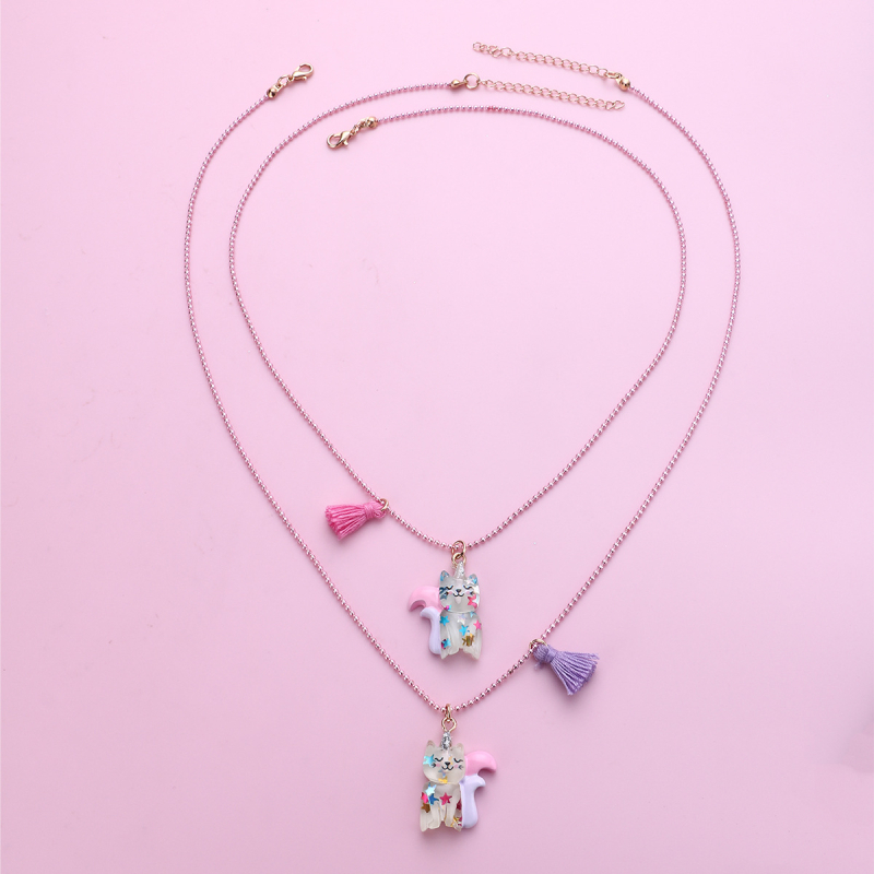 Piiriülene enimmüüdud litritega viieharulise tähega kassikujuline topeltketiga väike värske tutiga kaelakee koomiksiga hea sõbra ehete hulgimüük