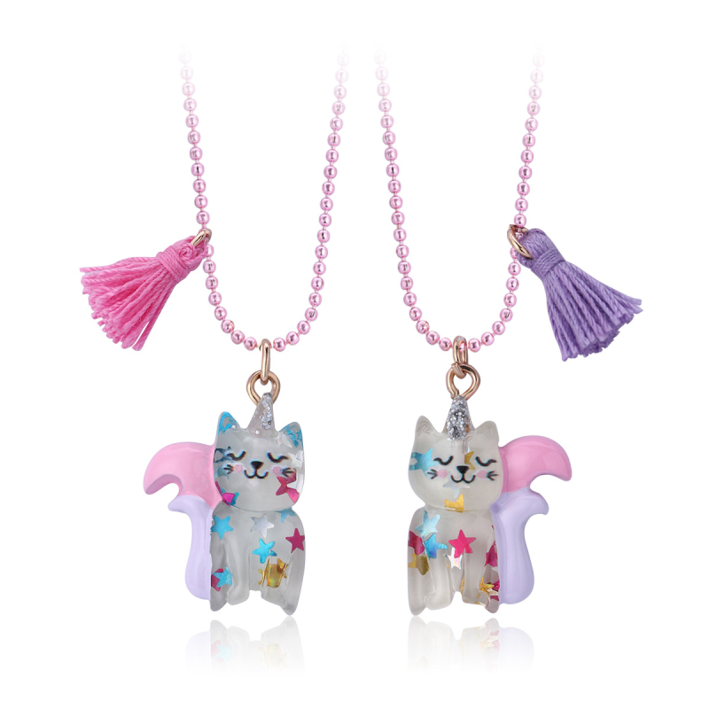 Piiriülene enimmüüdud litritega viieharulise tähega kassikujuline topeltketiga väike värske tutiga kaelakee koomiksiga hea sõbra ehete hulgimüük