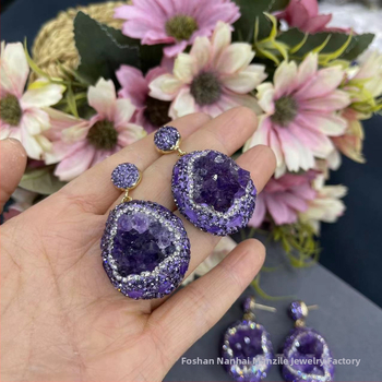 Σκουλαρίκια από αμέθυστο Ουρουγουάης στο TikTok live με καυτές πωλήσεις, από δέρμα φιδιού, υψηλής ποιότητας, vintage κοσμήματα από φυσική πέτρα