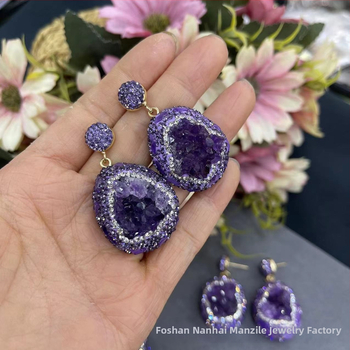 Σκουλαρίκια από αμέθυστο Ουρουγουάης στο TikTok live με καυτές πωλήσεις, από δέρμα φιδιού, υψηλής ποιότητας, vintage κοσμήματα από φυσική πέτρα