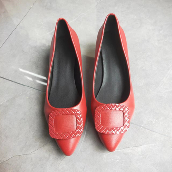 Γυναικεία Μονά Παπούτσια, Άνοιξη 2025 Νέο Στυλ, Ρηχή Τετράγωνη Αγκράφα, Κομψά φλατ παπούτσια που ταιριάζουν με φούστες, Γυναικεία Παπούτσια με Χοντρό Τακούνι και Μυτερές Μύτες