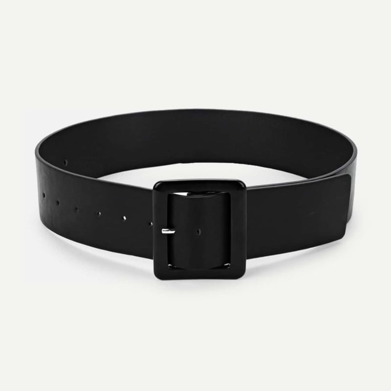 Amazon AliExpress Европейски и американски моден квадратен дамски колан с черна смола и квадратна катарама от PU, широк, трансгранична доставка на едро