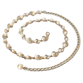 Γυναικεία φούστα με ζώνη από μαργαριτάρι, Νότια Κορέα, all-match γλυκιά διακοσμητική λεπτή αλυσίδα μέσης, μεταλλική αλυσίδα, φόρεμα με αξεσουάρ