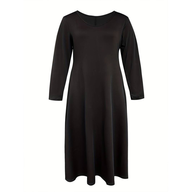 Jeseň/Zima 2024, Dámske jednoduché šaty s výstrihom do U, voľné, ležérne, úzke, pre ženy vo veľkých veľkostiach, cezhraničné, európske a americké