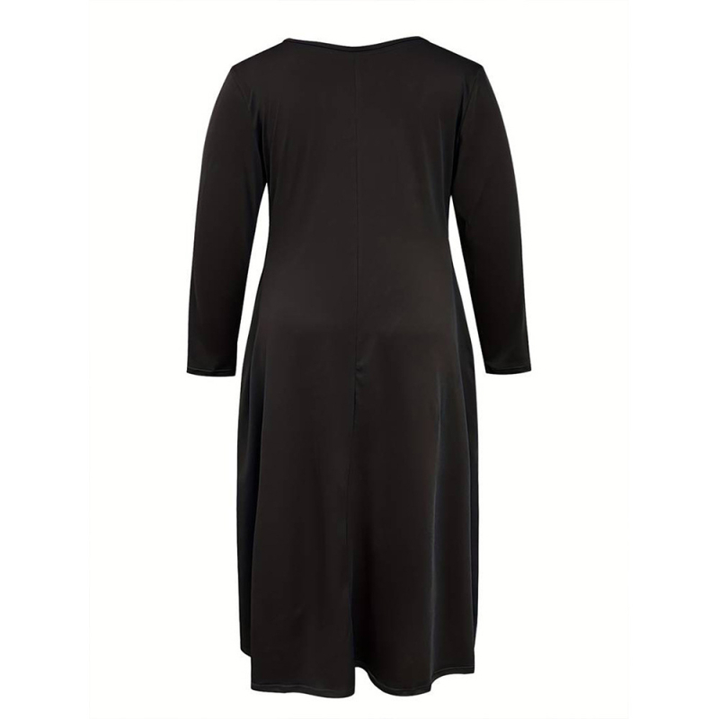 Jeseň/Zima 2024, Dámske jednoduché šaty s výstrihom do U, voľné, ležérne, úzke, pre ženy vo veľkých veľkostiach, cezhraničné, európske a americké