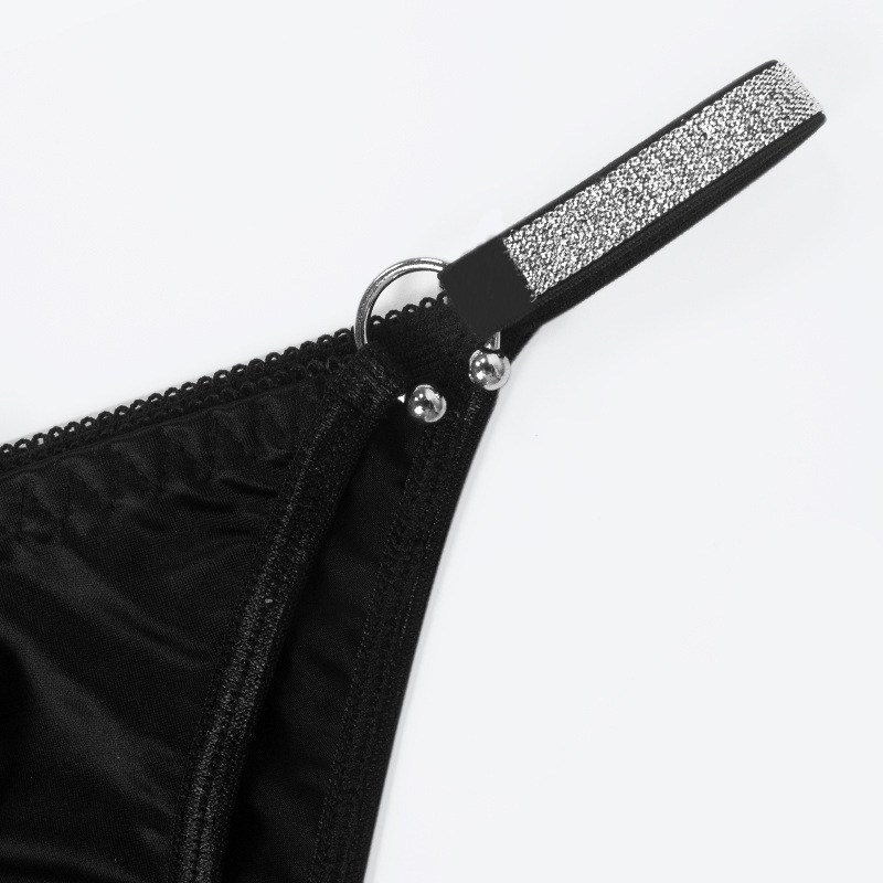 Ειδικό εξωτερικό εμπόριο για γυναικείο στρινγκ, νέο σέξι καβάλο από καθαρό βαμβάκι, μαύρο χωρίς ραφές, καλοκαιρινό λεπτό εσώρουχο με δαντέλα για κορίτσια