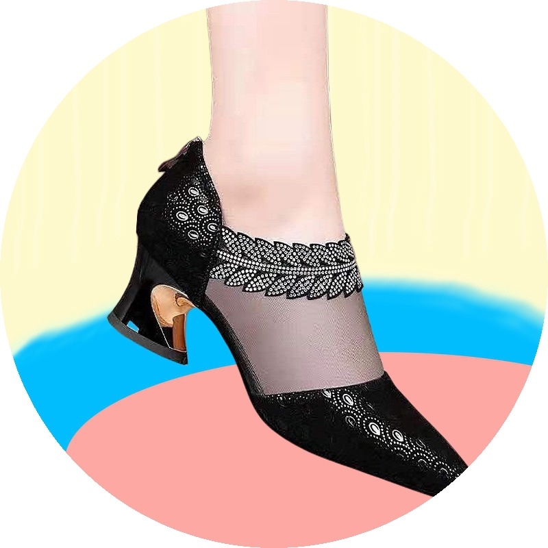 Nove ženske mrežaste jednoslojne cipele s tankom petom, prozračne sandale, plus size sandale, veličina 414243