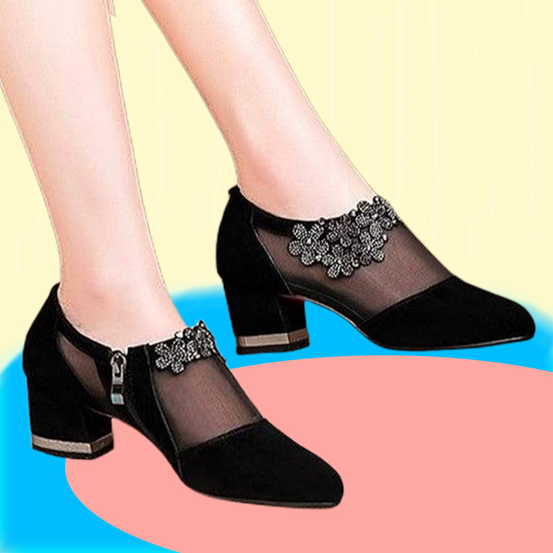 Nove ženske mrežaste jednoslojne cipele s tankom petom, prozračne sandale, plus size sandale, veličina 414243