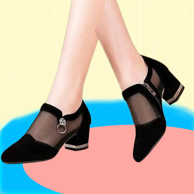 Nove ženske mrežaste jednoslojne cipele s tankom petom, prozračne sandale, plus size sandale, veličina 414243