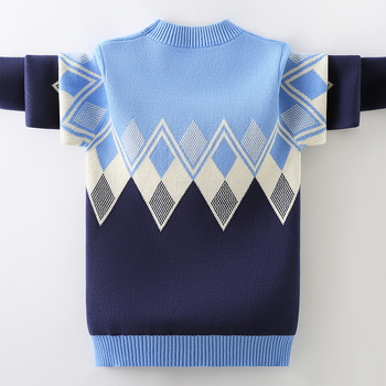 Φθινοπωρινό και Χειμερινό Πουλόβερ με Στρογγυλή Λαιμόκοψη για Αγόρια, Παιδικό Πουλόβερ μεσαίου και μεγάλου μεγέθους, Παιδικό Πουλόβερ με Διαμάντια από Βαμβάκι, Χοντρό, Μοντέρνο Μπλούζα για Αγόρια