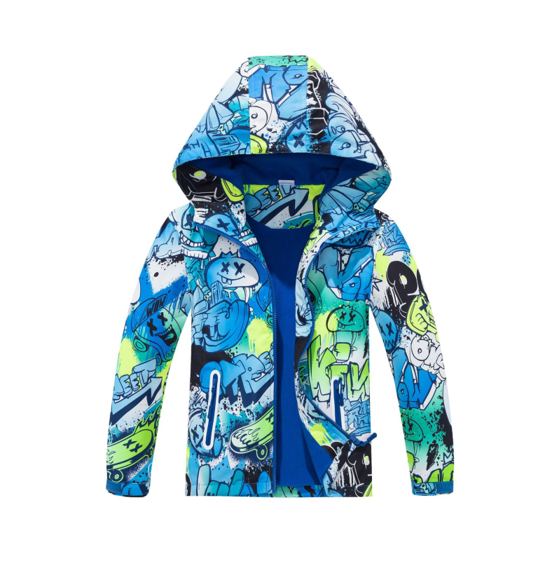 Muška dječja jakna za aktivnosti na otvorenom veličine L, dječja vodootporna jakna za aktivnosti na otvorenom, prozračna dječja odjeća, dječja vjetrovka s kapuljačom i flisom