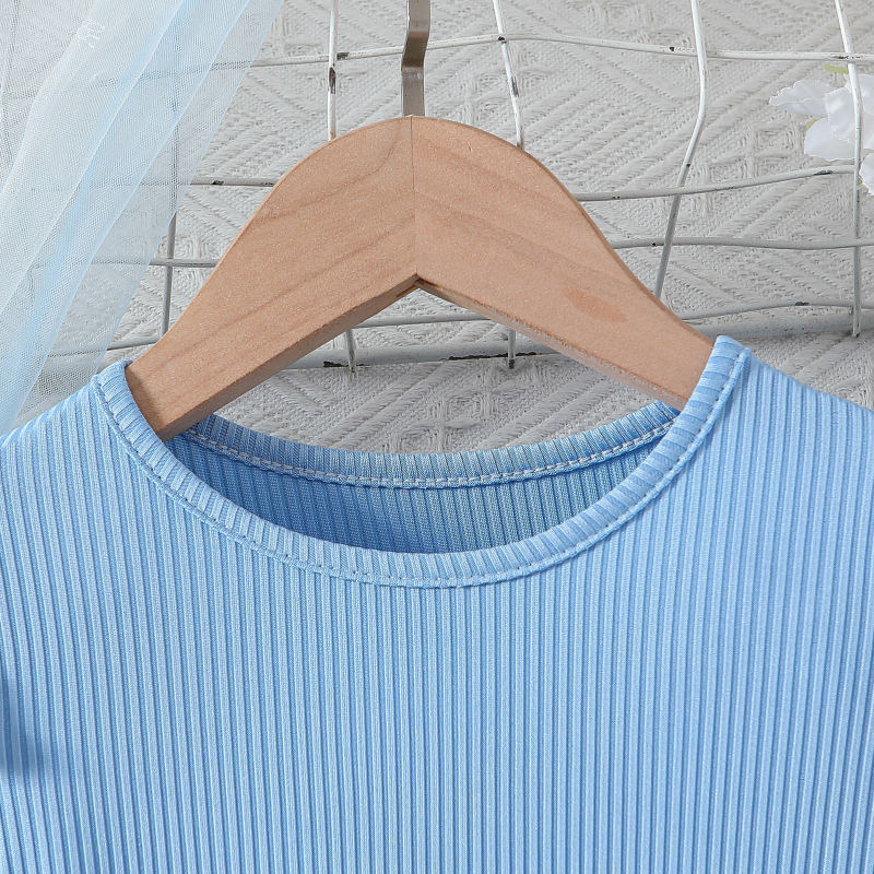 Vanjska trgovina ljetne nove djevojke Europe i Sjedinjenih Država slatka cvjetna mrežasta haljina kratkih rukava s malim letećim rukavima dječja A-kroja suknja plima