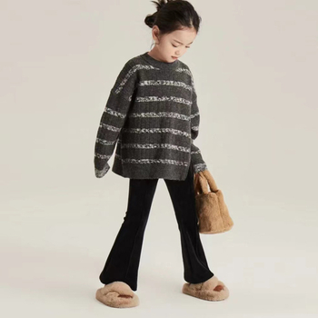 Παντελόνια για κορίτσια Φθινόπωρο και Χειμώνας Μόδα Νέα Παιδικά Casual Παντελόνια Κορεατικού Στυλ Μεγάλα Παιδικά Παντελόνια Ψηλής Μέσης με Ελαστικό Μικρο-Φλαράρισμα