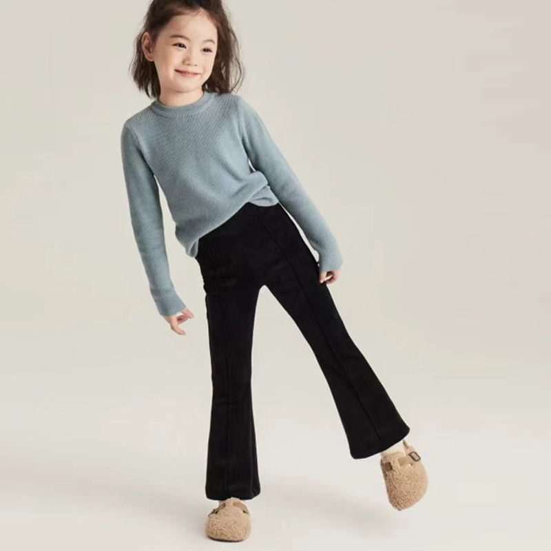 Djevojačke hlače Jesenske i zimske modne nove dječje ležerne hlače u korejskom stilu, velike dječje visokostruke rastezljive mikro hlače