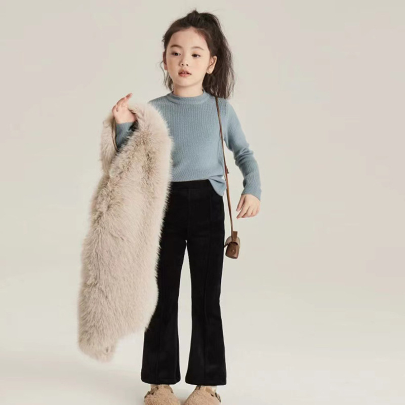 Djevojačke hlače Jesenske i zimske modne nove dječje ležerne hlače u korejskom stilu, velike dječje visokostruke rastezljive mikro hlače