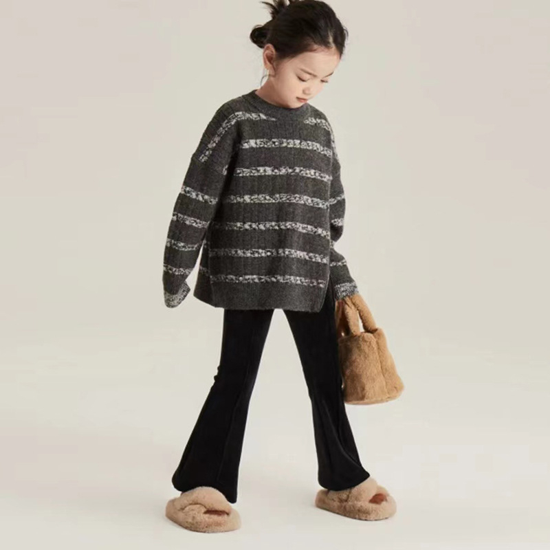 Djevojačke hlače Jesenske i zimske modne nove dječje ležerne hlače u korejskom stilu, velike dječje visokostruke rastezljive mikro hlače