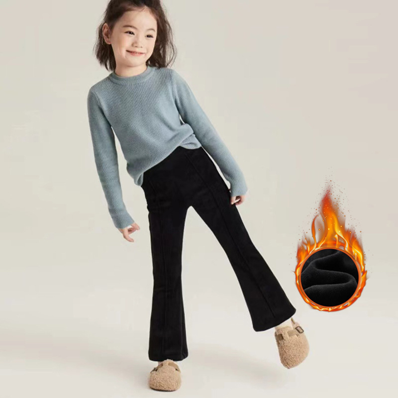 Djevojačke hlače Jesenske i zimske modne nove dječje ležerne hlače u korejskom stilu, velike dječje visokostruke rastezljive mikro hlače