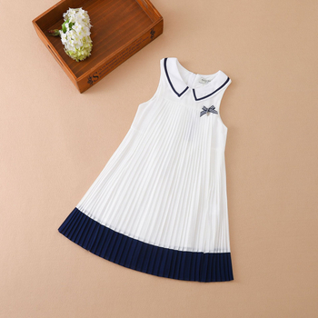 Djevojačka šifonska haljina, ljetna gotova haljina u korejskom stilu, srednje i velike dječje pamučne haljine bez rukava, široka dječja plisirana suknja od čistog pamuka