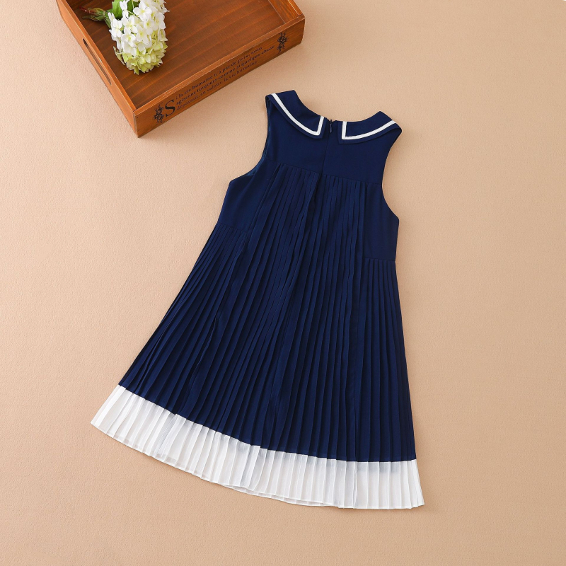 Djevojačka šifonska haljina, ljetna gotova haljina u korejskom stilu, srednje i velike dječje pamučne haljine bez rukava, široka dječja plisirana suknja od čistog pamuka