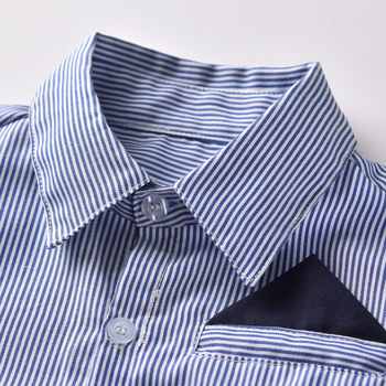 Παιδικά ρούχα για αγόρια, ανοιξιάτικα και φθινοπωρινά, μπλε, μακρυμάνικο πουκάμισο, παντελόνι κοστούμι, βρεφικό πουκάμισο για αγόρια, δύο τεμάχια