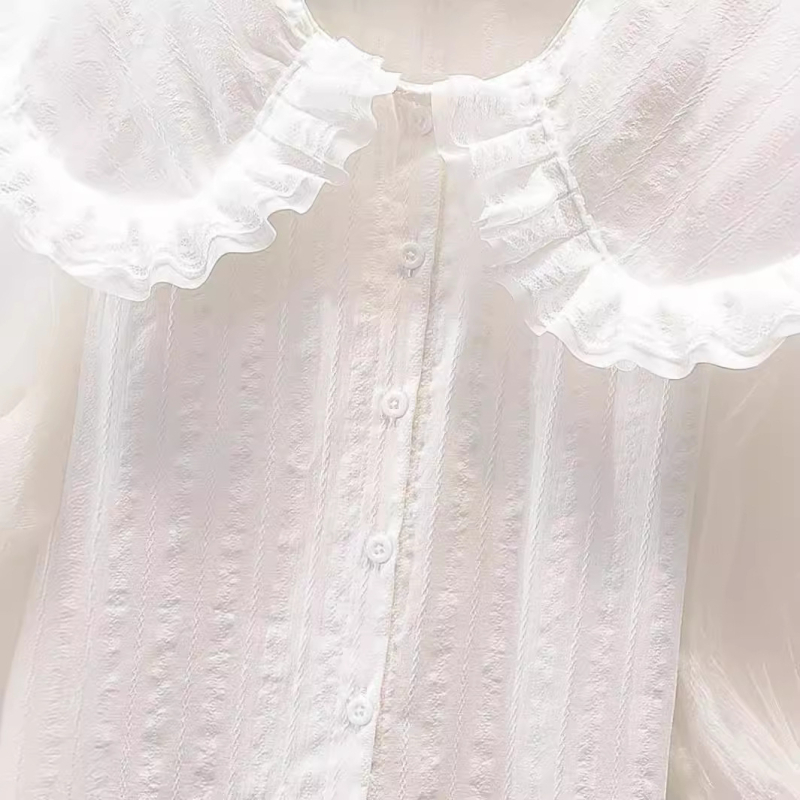 Djevojačka košulja od pamučnog žakarda s velikim reverom, dječja košulja u osnovnom školskom stilu, dugi rukav Sweet Joker