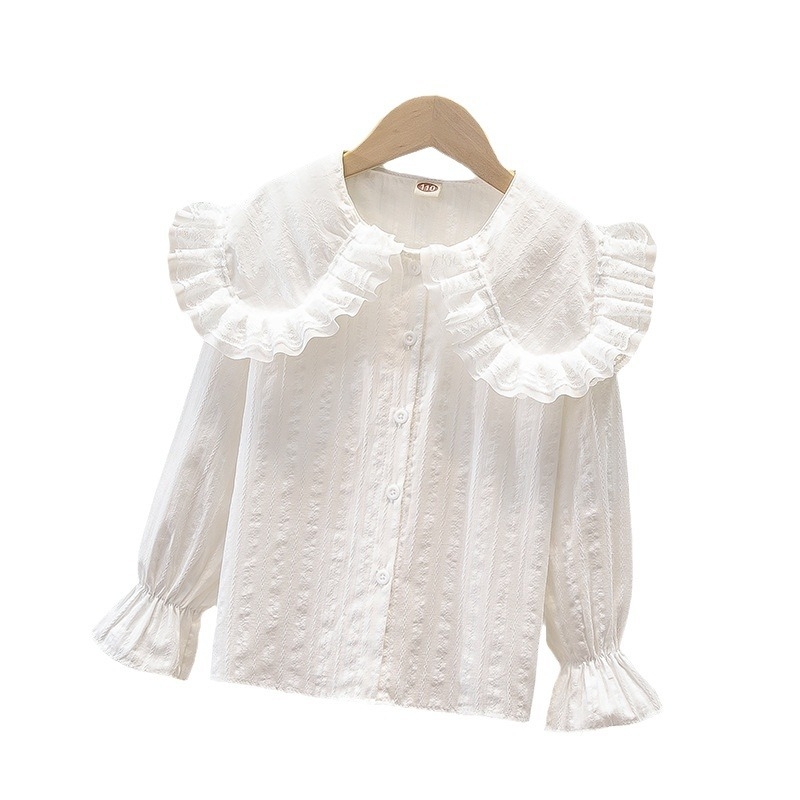 Djevojačka košulja od pamučnog žakarda s velikim reverom, dječja košulja u osnovnom školskom stilu, dugi rukav Sweet Joker