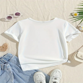 Трансгранично европейско и американско мъжко и дамско детско облекло от чист памук, лятно обло деколте, тениска с къс ръкав, щамповано удобно яке, тениска, външна търговия на едро