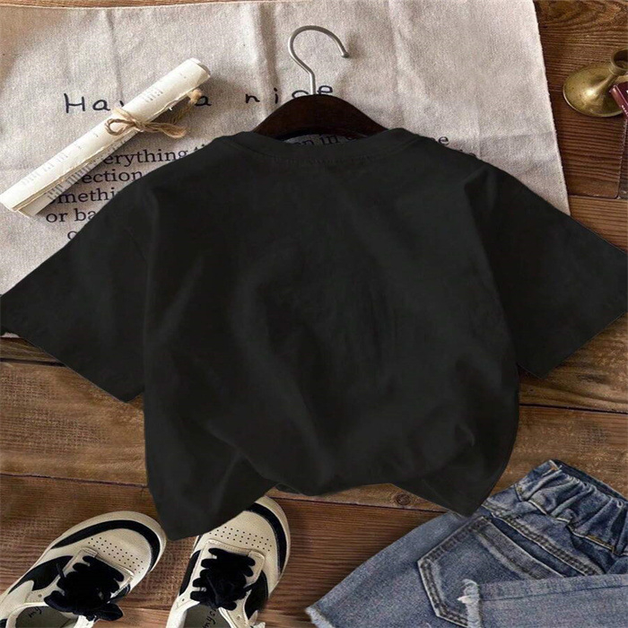 Трансгранично европейско и американско мъжко и дамско детско облекло от чист памук, лятно обло деколте, тениска с къс ръкав, щамповано удобно яке, тениска, външна търговия на едро