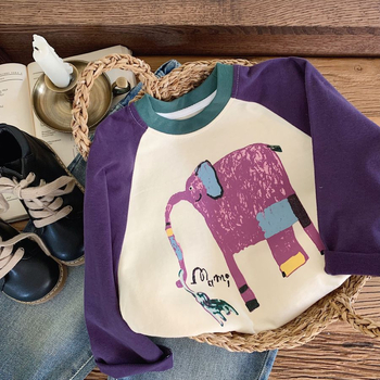 Тениска с дълъг ръкав за момчета, есен 2025, нова, детска, мека, ежедневна, с анимационен филм, универсална, модерен топ с реглан ръкав