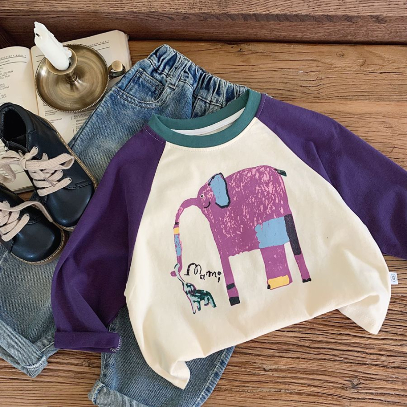 Тениска с дълъг ръкав за момчета, есен 2025, нова, детска, мека, ежедневна, с анимационен филм, универсална, модерен топ с реглан ръкав