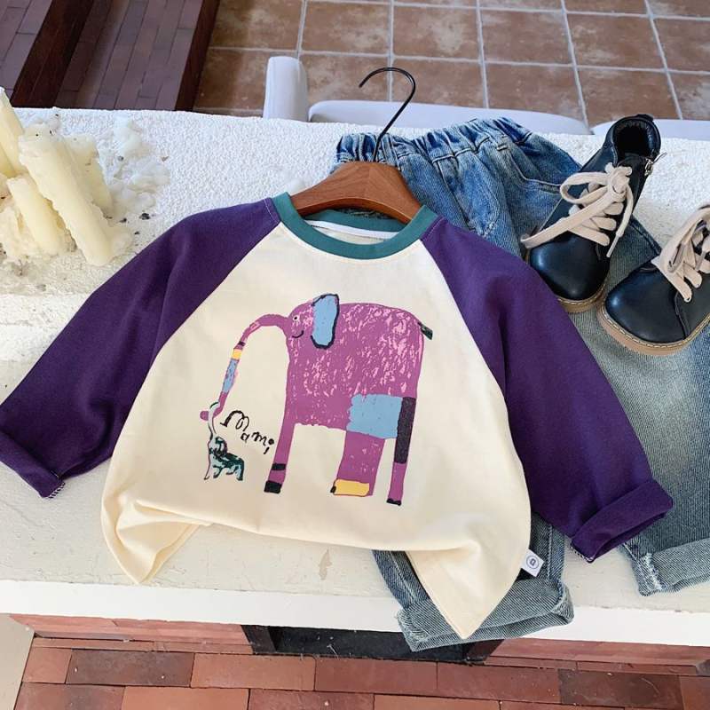 Тениска с дълъг ръкав за момчета, есен 2025, нова, детска, мека, ежедневна, с анимационен филм, универсална, модерен топ с реглан ръкав