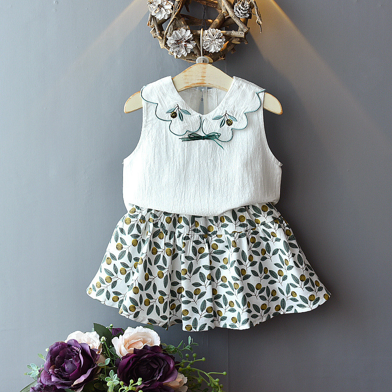 Dievčenské letné oblečenie, nové módne kostýmy v kórejskom štýle, dievčenské oblečenie v západnom štýle, detské oblečenie s krátkym rukávom, dvojdielne detské oblečenie hx6118