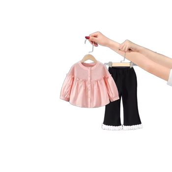 Dievčenské tričko s dlhým rukávom, jarné a jesenné tričko s nafúknutými rukávmi, jarný a jesenný top, dámske detské módne tričko v západnom štýle, kórejský štýl, jesenné tričko