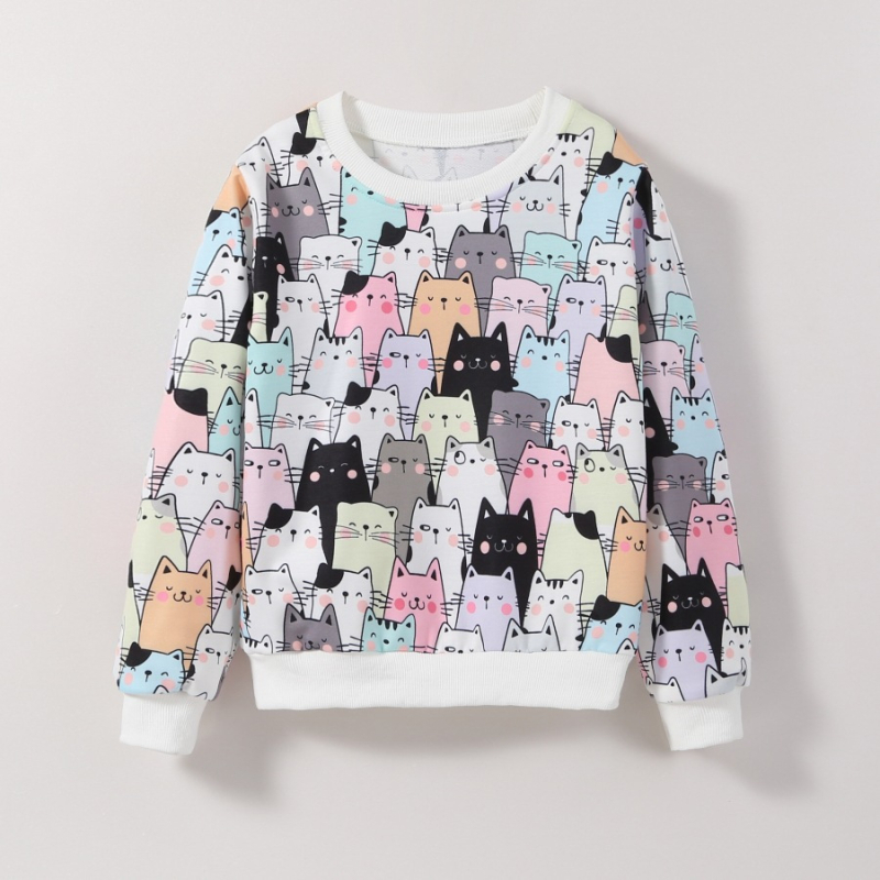 Пролетен суитшърт за момичета, ново европейско и американско трансгранично пролетно и есенно палто за момичета, малко Meow Mi с дълъг ръкав, връхно облекло, най-добро разпространение