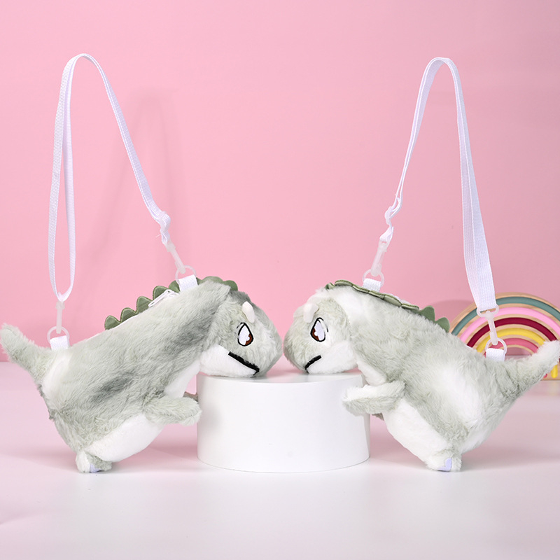 Armas tikandiga dinosauruskott, armas plush-mänguasja seljakott, uus stiil, topeltõlaga kott, unisex haaramismasinaga nukk, topeltõlaga seljakott