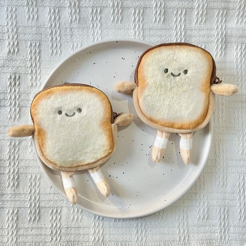 Uus röstsai, kaerahelbekott, kaardikott, leivatükk, loominguline, plush, koomiksimünt, kõrvaklappide kott, väike ripats