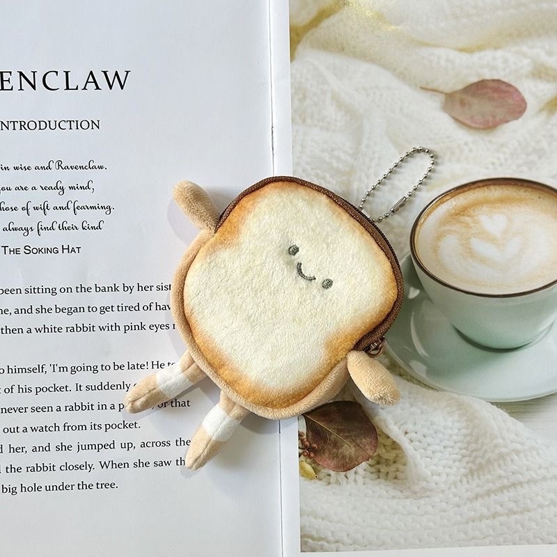 Uus röstsai, kaerahelbekott, kaardikott, leivatükk, loominguline, plush, koomiksimünt, kõrvaklappide kott, väike ripats