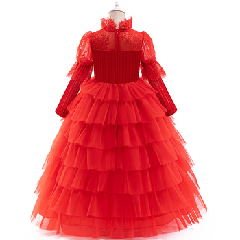 Halloween Beetle Juice 2 Παιδικό Φόρεμα Φόρεμα Σκηνικής Παράστασης Κορίτσι Πριγκίπισσα Φόρεμα Κόκκινο Νυφικό με Μακρυμάνικο