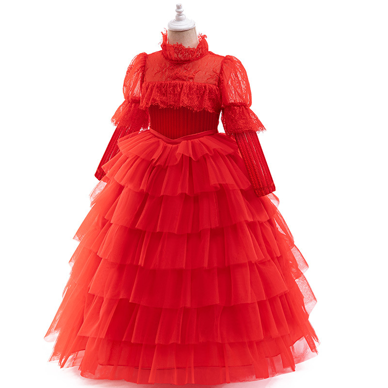 Halloween Beetle Juice 2 Dječja haljina Haljina za scenski nastup Haljina za djevojčicu Princeza Crvena vjenčanica dugih rukava